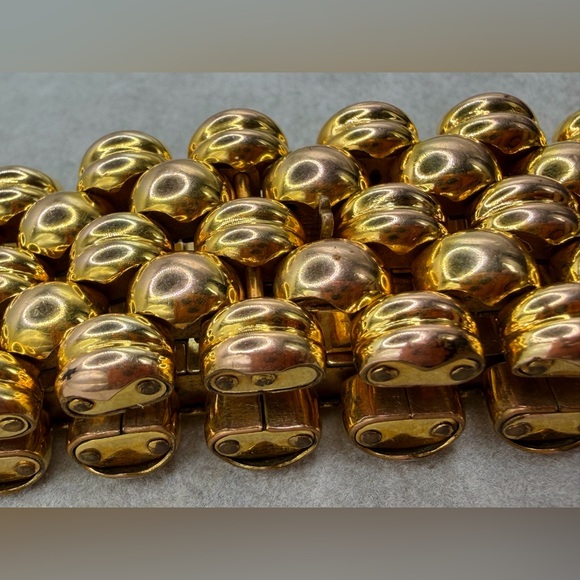 Vintage Swiss thick heavy gold plating panther link gold bracelet - 20 micron - Picture 14 of 16